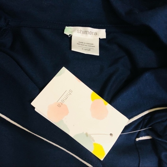 Shimera Knit Bedtime Pajama Top Size XS Navy Blue Button Close Unlined - Picture 9 of 9